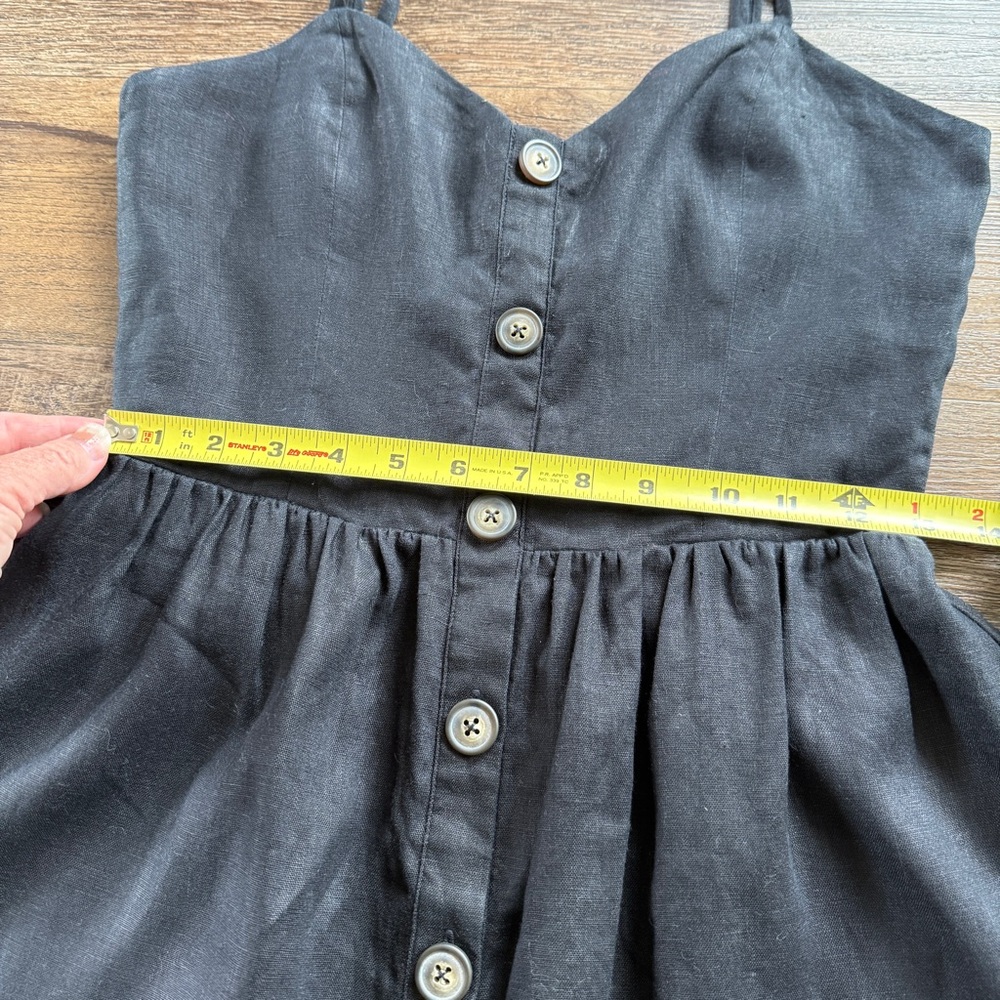 Reformation Finn chic Black linen classic minimalist Button-Down Dress 6 - Picture 7 of 11